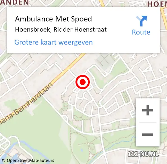 Locatie op kaart van de 112 melding: Ambulance Met Spoed Naar Hoensbroek, Ridder Hoenstraat op 2 januari 2015 19:18