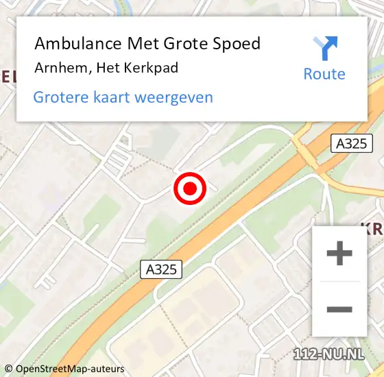 Locatie op kaart van de 112 melding: Ambulance Met Grote Spoed Naar Arnhem, Het Kerkpad op 2 januari 2015 19:39