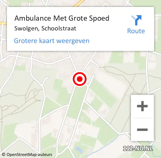 Locatie op kaart van de 112 melding: Ambulance Met Grote Spoed Naar Swolgen, Schoolstraat op 2 januari 2015 19:41