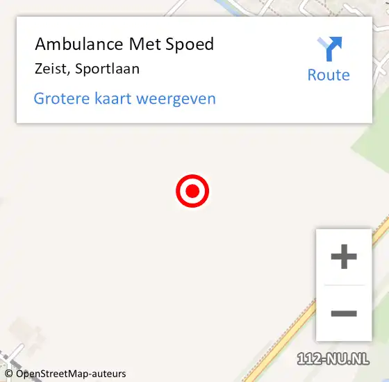 Locatie op kaart van de 112 melding: Ambulance Met Spoed Naar Zeist, Sportlaan op 2 januari 2015 19:44