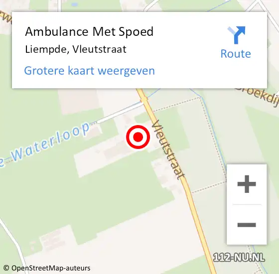 Locatie op kaart van de 112 melding: Ambulance Met Spoed Naar Liempde, Vleutstraat op 2 januari 2015 19:52