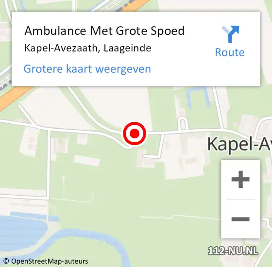 Locatie op kaart van de 112 melding: Ambulance Met Grote Spoed Naar Kapel-Avezaath, Laageinde op 2 januari 2015 19:54