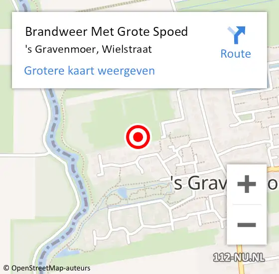 Locatie op kaart van de 112 melding: Brandweer Met Grote Spoed Naar 's Gravenmoer, Wielstraat op 2 januari 2015 20:00