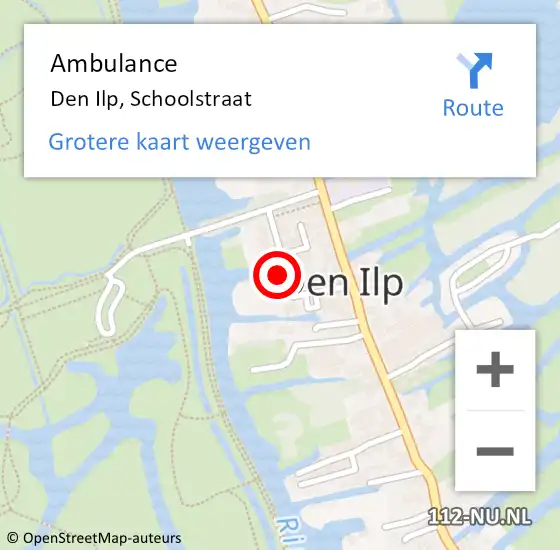 Locatie op kaart van de 112 melding: Ambulance Den Ilp, Schoolstraat op 2 januari 2015 20:41