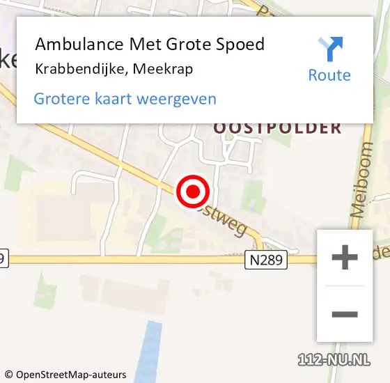 Locatie op kaart van de 112 melding: Ambulance Met Grote Spoed Naar Krabbendijke, Meekrap op 2 januari 2015 21:43