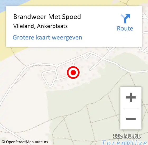 Locatie op kaart van de 112 melding: Brandweer Met Spoed Naar Vlieland, Ankerplaats op 2 januari 2015 21:56