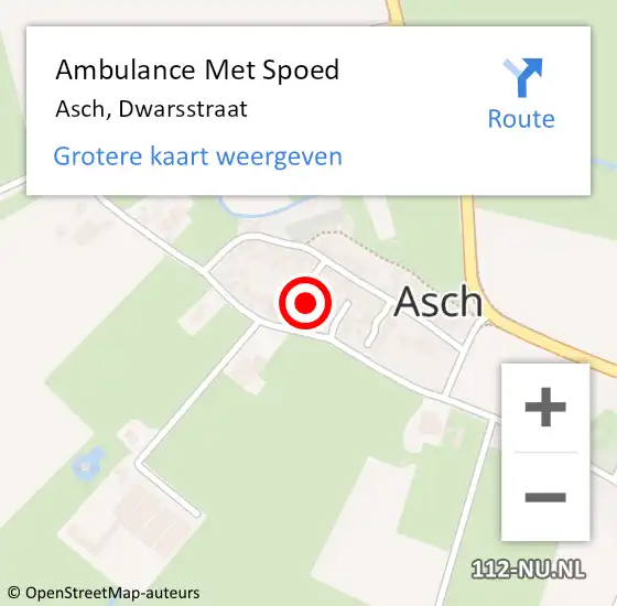 Locatie op kaart van de 112 melding: Ambulance Met Spoed Naar Asch, Dwarsstraat op 2 januari 2015 22:09