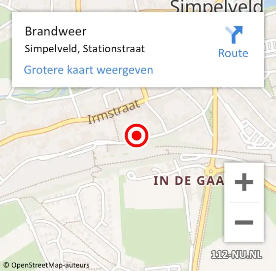 Locatie op kaart van de 112 melding: Brandweer Simpelveld, Stationstraat op 2 januari 2015 22:29