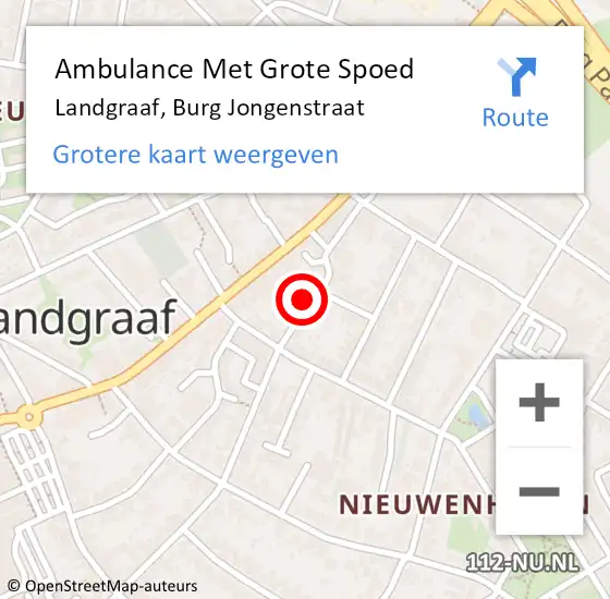 Locatie op kaart van de 112 melding: Ambulance Met Grote Spoed Naar Landgraaf, Burg Jongenstraat op 2 januari 2015 22:30