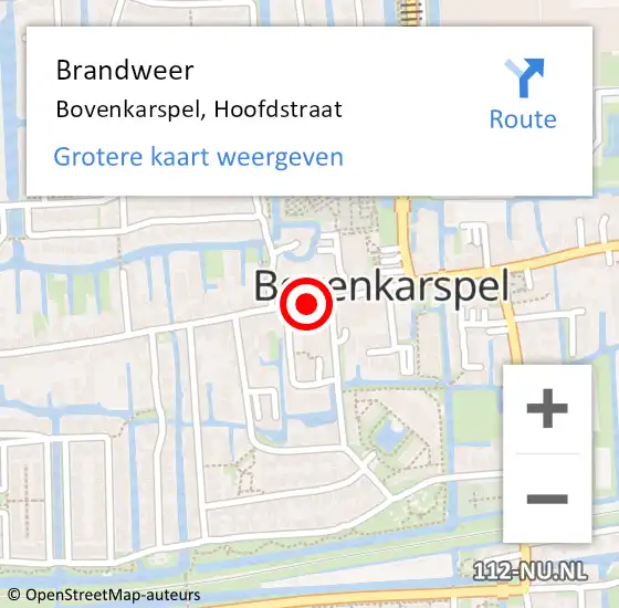 Locatie op kaart van de 112 melding: Brandweer Bovenkarspel, Hoofdstraat op 2 januari 2015 23:27