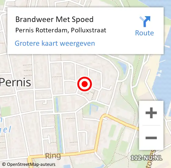 Locatie op kaart van de 112 melding: Brandweer Met Spoed Naar Pernis Rotterdam, Polluxstraat op 2 januari 2015 23:52