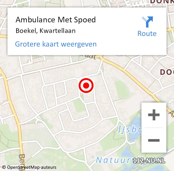 Locatie op kaart van de 112 melding: Ambulance Met Spoed Naar Boekel, Kwartellaan op 3 januari 2015 00:22