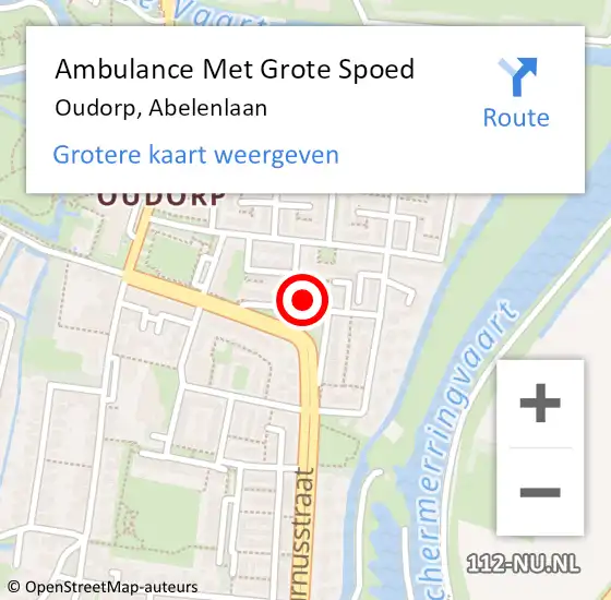 Locatie op kaart van de 112 melding: Ambulance Met Grote Spoed Naar Oudorp, Abelenlaan op 3 januari 2015 02:35