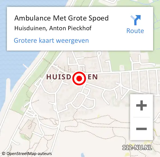 Locatie op kaart van de 112 melding: Ambulance Met Grote Spoed Naar Huisduinen, Anton Pieckhof op 3 januari 2015 02:50