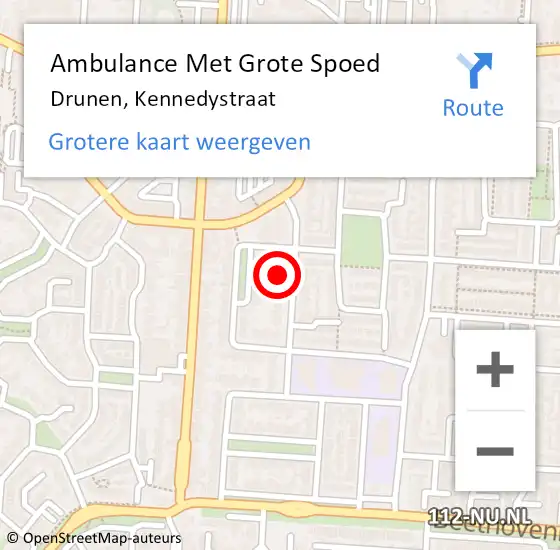 Locatie op kaart van de 112 melding: Ambulance Met Grote Spoed Naar Drunen, Kennedystraat op 3 januari 2015 03:52