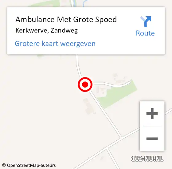 Locatie op kaart van de 112 melding: Ambulance Met Grote Spoed Naar Kerkwerve, Zandweg op 3 januari 2015 04:45