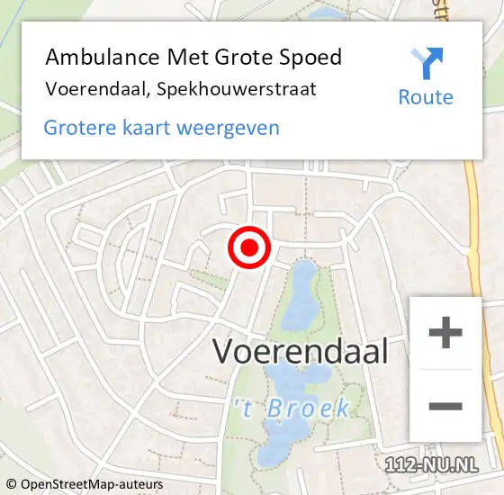 Locatie op kaart van de 112 melding: Ambulance Met Grote Spoed Naar Voerendaal, Spekhouwerstraat op 3 januari 2015 04:46