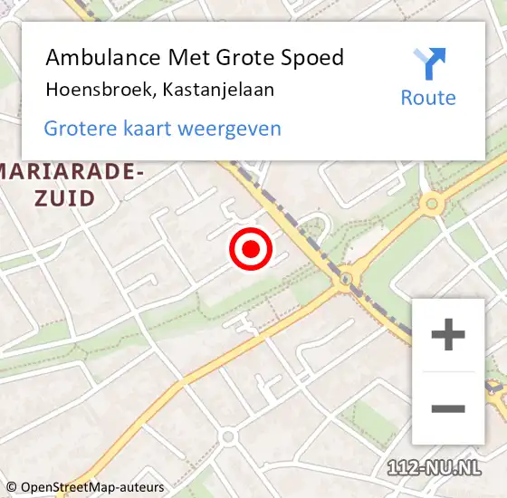 Locatie op kaart van de 112 melding: Ambulance Met Grote Spoed Naar Hoensbroek, Kastanjelaan op 3 januari 2015 04:58