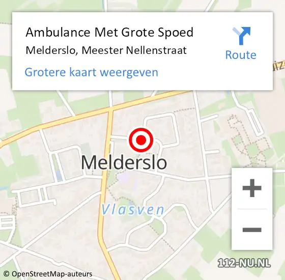 Locatie op kaart van de 112 melding: Ambulance Met Grote Spoed Naar Melderslo, Meester Nellenstraat op 3 januari 2015 05:41