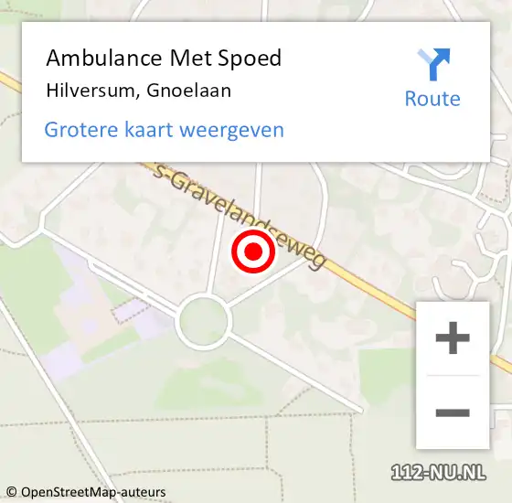 Locatie op kaart van de 112 melding: Ambulance Met Spoed Naar Hilversum, Gnoelaan op 3 januari 2015 08:57