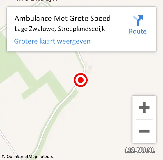 Locatie op kaart van de 112 melding: Ambulance Met Grote Spoed Naar Lage Zwaluwe, Streeplandsedijk op 3 januari 2015 09:13