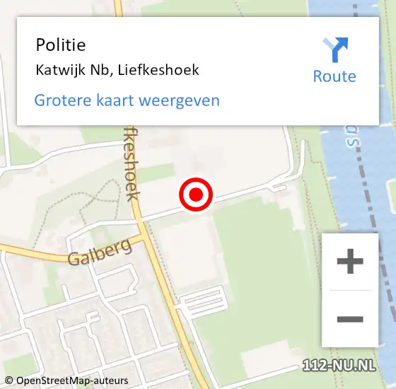 Locatie op kaart van de 112 melding: Politie Katwijk Nb, Liefkeshoek op 26 oktober 2013 13:53