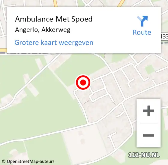 Locatie op kaart van de 112 melding: Ambulance Met Spoed Naar Angerlo, Akkerweg op 3 januari 2015 09:44