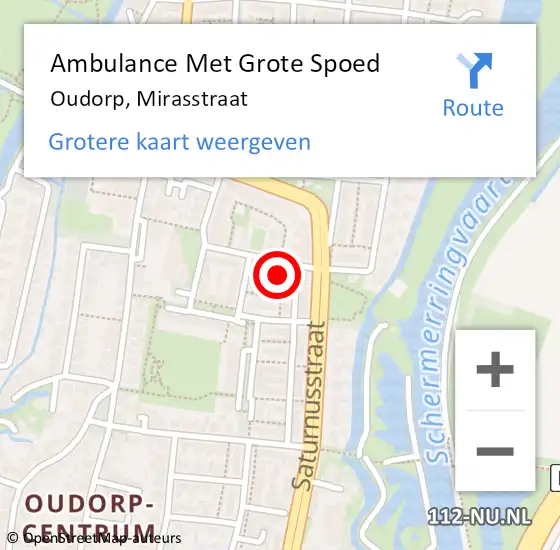 Locatie op kaart van de 112 melding: Ambulance Met Grote Spoed Naar Oudorp, Mirasstraat op 3 januari 2015 10:29