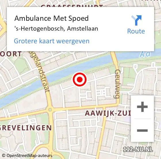 Locatie op kaart van de 112 melding: Ambulance Met Spoed Naar 's-Hertogenbosch, Amstellaan op 3 januari 2015 10:31