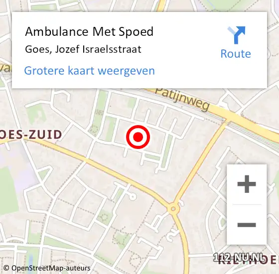 Locatie op kaart van de 112 melding: Ambulance Met Spoed Naar Goes, Jozef Israelsstraat op 3 januari 2015 10:48