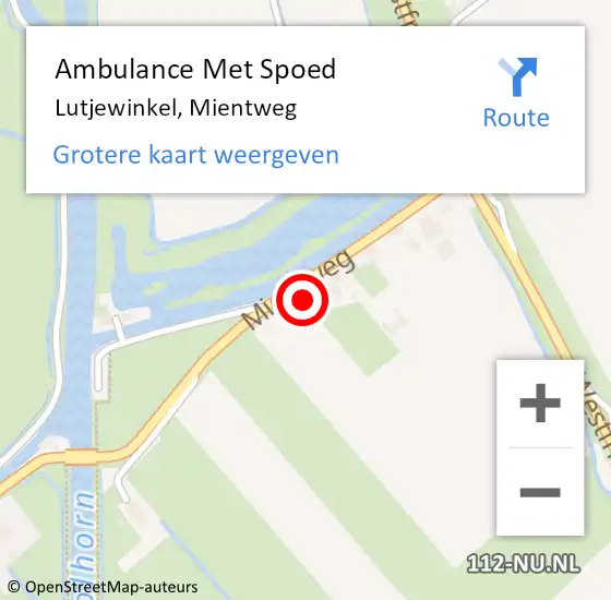 Locatie op kaart van de 112 melding: Ambulance Met Spoed Naar Lutjewinkel, Mientweg op 3 januari 2015 11:08