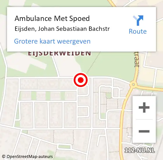 Locatie op kaart van de 112 melding: Ambulance Met Spoed Naar Eijsden, Johan Sebastiaan Bachstr op 3 januari 2015 11:15