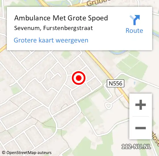 Locatie op kaart van de 112 melding: Ambulance Met Grote Spoed Naar Sevenum, Furstenbergstraat op 3 januari 2015 11:20