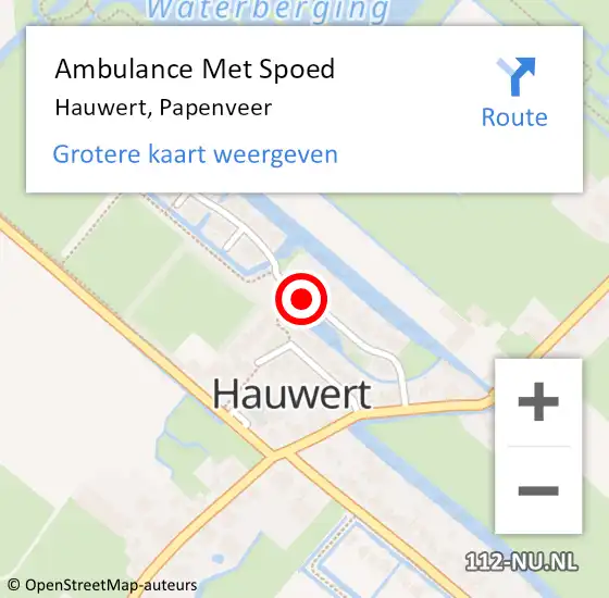 Locatie op kaart van de 112 melding: Ambulance Met Spoed Naar Hauwert, Papenveer op 3 januari 2015 11:47