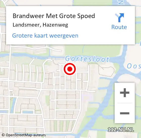 Locatie op kaart van de 112 melding: Brandweer Met Grote Spoed Naar Landsmeer, Hazenweg op 3 januari 2015 12:00