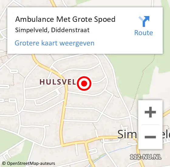 Locatie op kaart van de 112 melding: Ambulance Met Grote Spoed Naar Simpelveld, Diddenstraat op 3 januari 2015 12:18