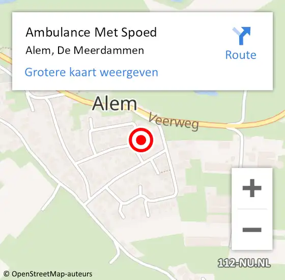 Locatie op kaart van de 112 melding: Ambulance Met Spoed Naar Alem, De Meerdammen op 3 januari 2015 12:37