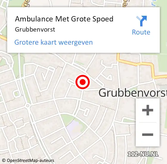 Locatie op kaart van de 112 melding: Ambulance Met Grote Spoed Naar Grubbenvorst op 3 januari 2015 12:46