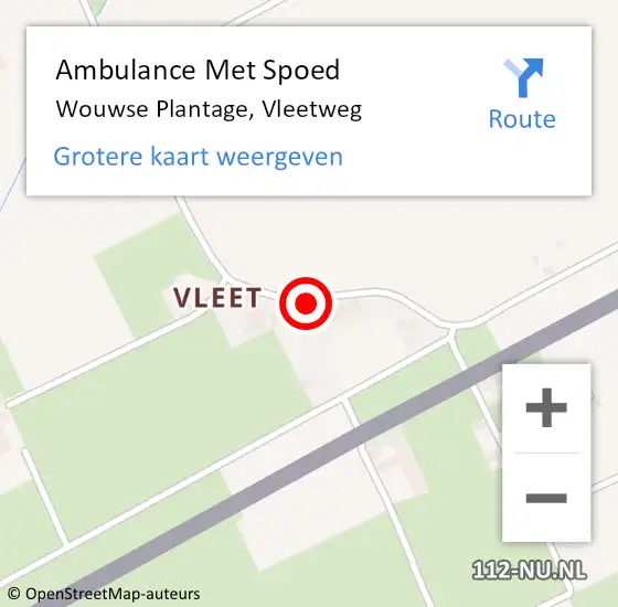 Locatie op kaart van de 112 melding: Ambulance Met Spoed Naar Wouwse Plantage, Vleetweg op 3 januari 2015 13:18