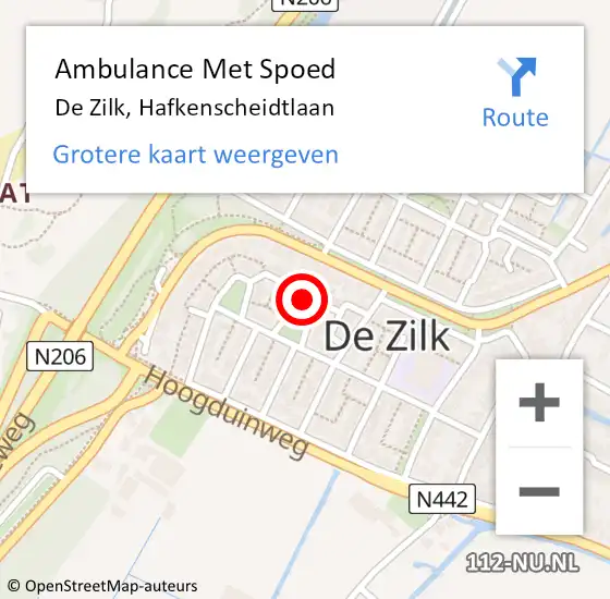 Locatie op kaart van de 112 melding: Ambulance Met Spoed Naar De Zilk, Hafkenscheidtlaan op 3 januari 2015 14:13