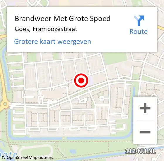 Locatie op kaart van de 112 melding: Brandweer Met Grote Spoed Naar Goes, Frambozestraat op 3 januari 2015 14:22