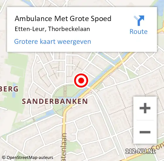 Locatie op kaart van de 112 melding: Ambulance Met Grote Spoed Naar Etten-Leur, Thorbeckelaan op 26 oktober 2013 14:19