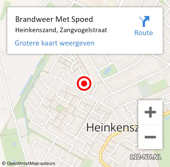 Locatie op kaart van de 112 melding: Brandweer Met Spoed Naar Heinkenszand, Zangvogelstraat op 3 januari 2015 15:03