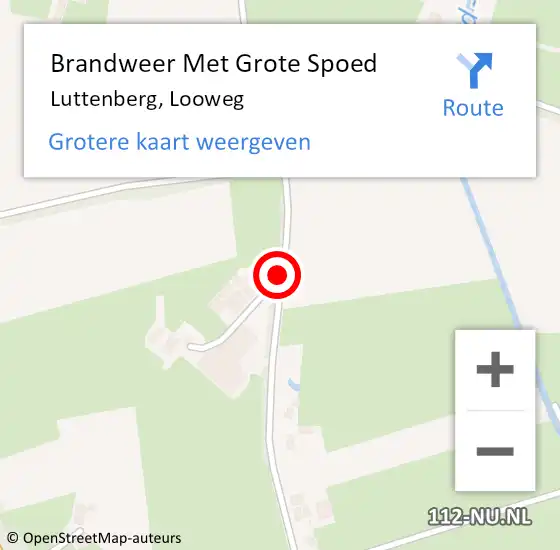 Locatie op kaart van de 112 melding: Brandweer Met Grote Spoed Naar Luttenberg, Looweg op 3 januari 2015 15:09