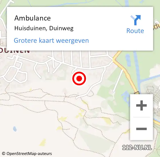 Locatie op kaart van de 112 melding: Ambulance Huisduinen, Duinweg op 3 januari 2015 15:09