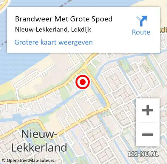 Locatie op kaart van de 112 melding: Brandweer Met Grote Spoed Naar Nieuw-Lekkerland, Lekdijk op 3 januari 2015 15:31