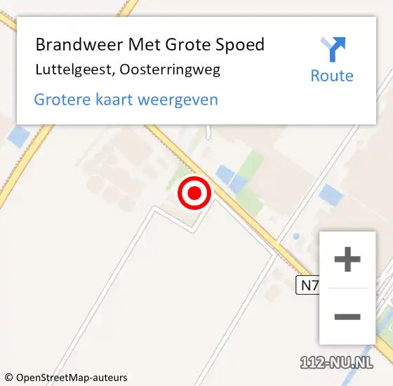 Locatie op kaart van de 112 melding: Brandweer Met Grote Spoed Naar Luttelgeest, Oosterringweg op 3 januari 2015 15:47