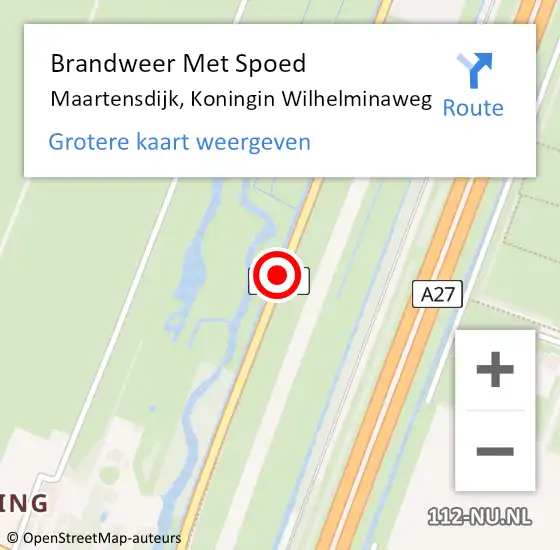 Locatie op kaart van de 112 melding: Brandweer Met Spoed Naar Maartensdijk, Koningin Wilhelminaweg op 3 januari 2015 15:48