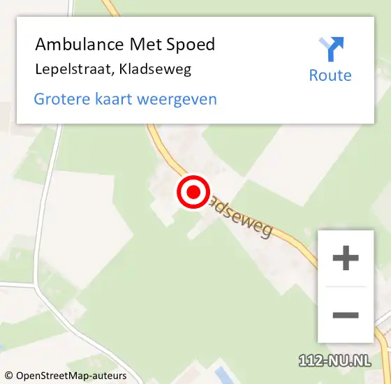 Locatie op kaart van de 112 melding: Ambulance Met Spoed Naar Lepelstraat, Kladseweg op 3 januari 2015 16:49