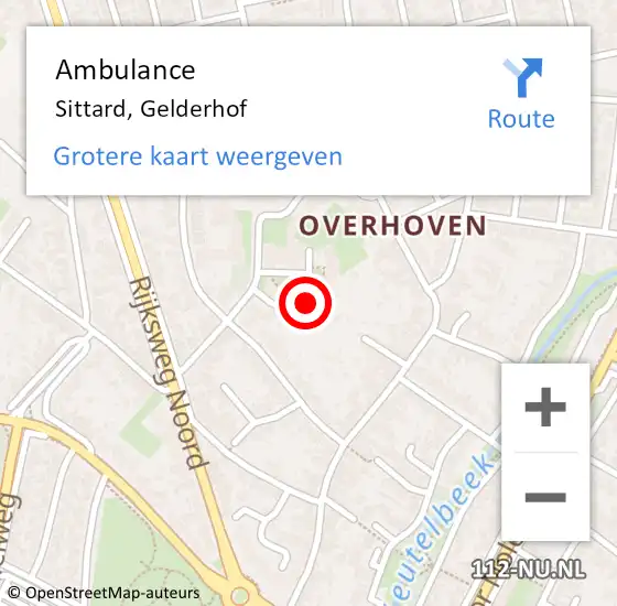 Locatie op kaart van de 112 melding: Ambulance Sittard, Gelderhof op 3 januari 2015 17:00